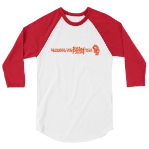 Pain & Power Unisex 3/4 sleeve raglan shirt (Red/Orange) logo