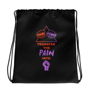 Pain & Power Logo Drawstring Bag (Purple/Orange) logo