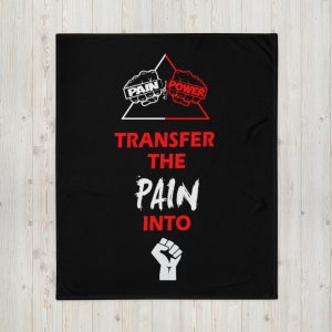 Pain and Power Throw Blanket (Red/White) Logo